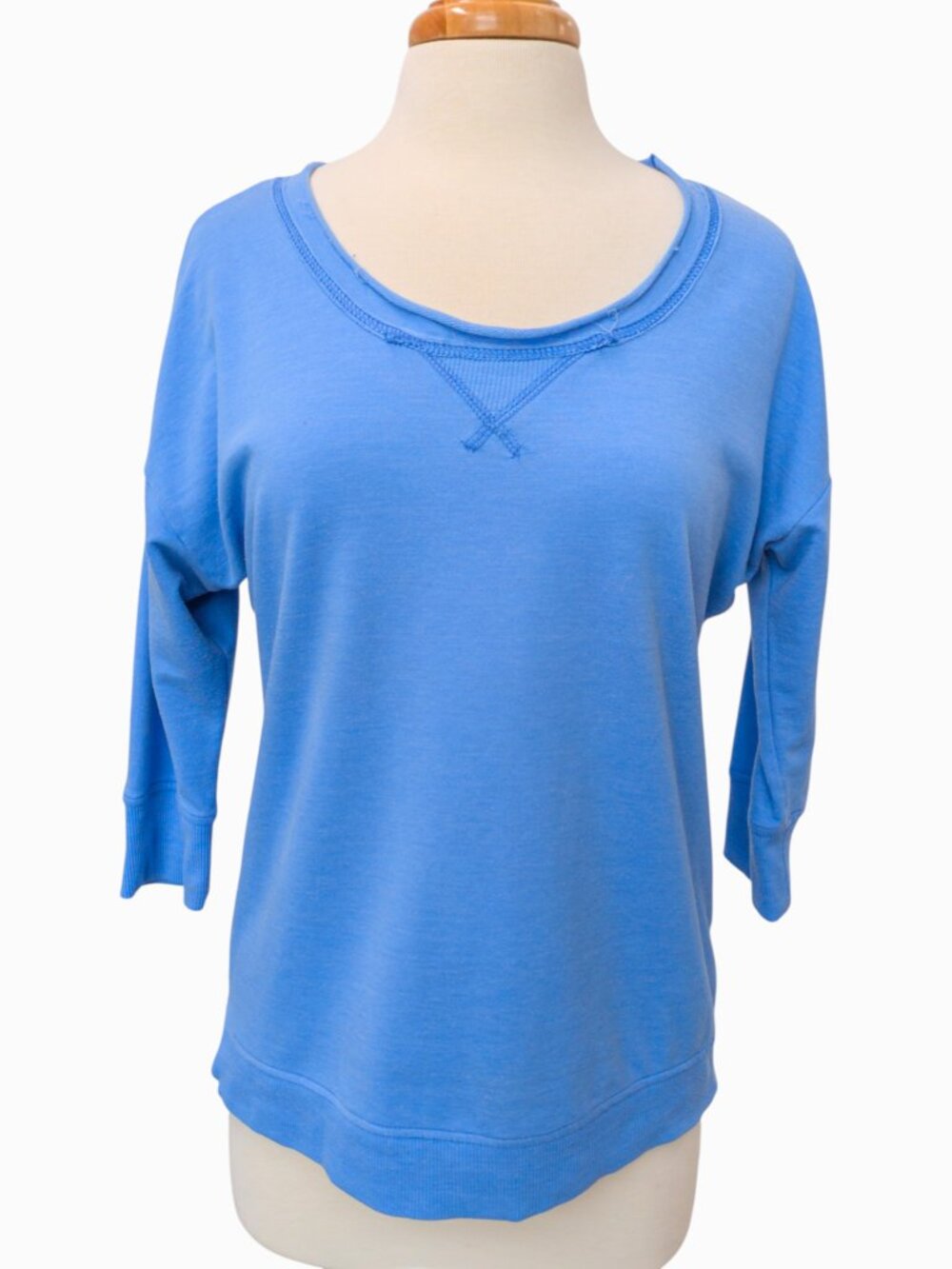 Columbia Vintage Blue 3/4 Sleeve Sweatshirt Sz M Cotton Poly Blend